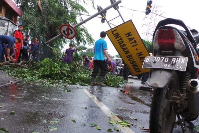 Cuaca Ekstrem Kota Bandung Akibatkan Pohon Tumbang, Papan Penunjuk Jalan di Tamansari Roboh